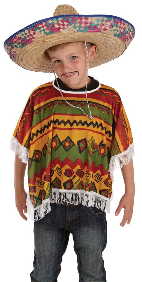 Boys Mexican Poncho Costume For Cowboy Wild West Fancy Dress Kids Childrens | eBay