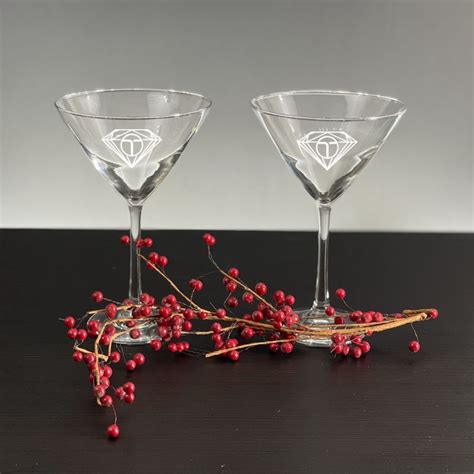 Personalized Martini Glasses Custom Engraved Set of 2- Lemon Drop