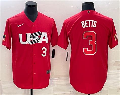 USA 3 Mookie Betts Red Nike 2023 World Baseball Classic Jerseys