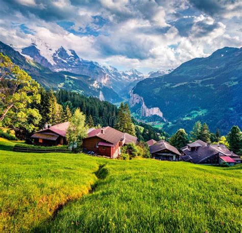 Countryside Swiss Landscape Stock Photo - Image of mountains, spring: 2484970