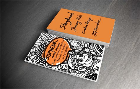 an orange and black business card with some writing on the front ...