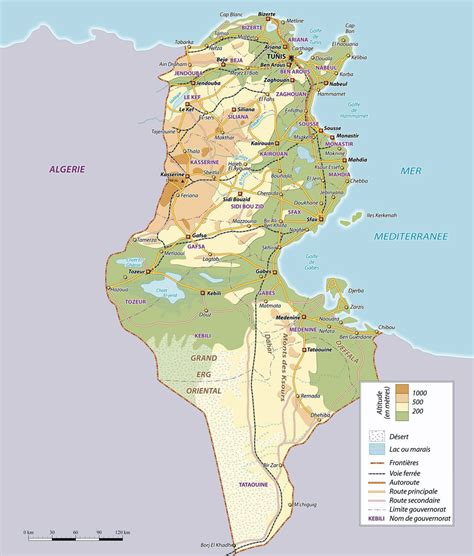 Physical map of Tunisia. Tunisia physical map | Vidiani.com | Maps of all countries in one place