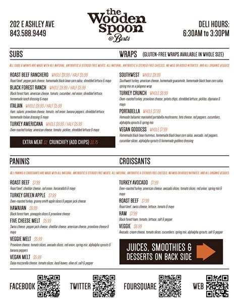 The Wooden Spoon Menu,Menú para The Wooden Spoon, Folly Beach, Charleston - Urbanspoon/Zomato