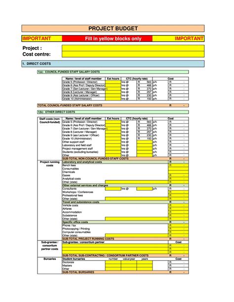 Project Budget Template Word