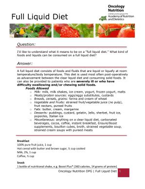 Full Liquid Diet Menu Pdf - Fill and Sign Printable Template Online