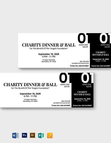 FREE Dinner Ticket Template - Download in Word, Illustrator, Photoshop ...