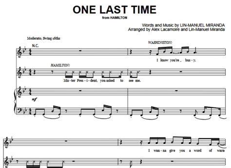 Hamilton-One Last Time Free Sheet Music PDF for Piano | The Piano Notes