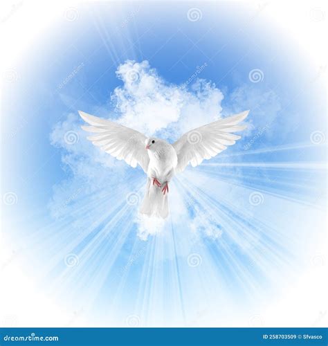 Holy Spirit Ghost Baptism Dove Falling from Sky Clouds Illustration Stock Illustration ...