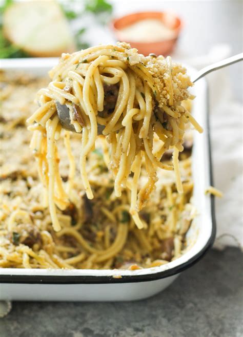 Cremini Mushroom Baked Spaghetti - Zen & Spice