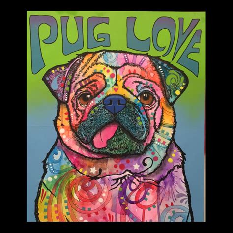 Pug Love on canvas at www.deanrussoart.com Pug Pop Art, Pug Art, Animals Artwork, Animal ...