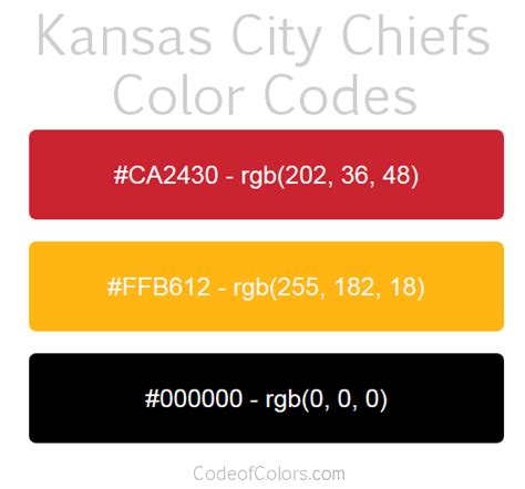 Kansas City Chiefs Colors - Hex and RGB Color Codes