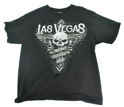 Harley Davidson T Shirt Las Vegas Nevada Black Skulls Cross Mens SZ L | eBay