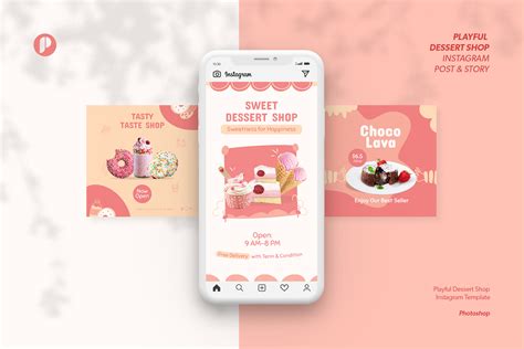 Cherry Sweet Playful Dessert Shop Instagram Design Templates ...