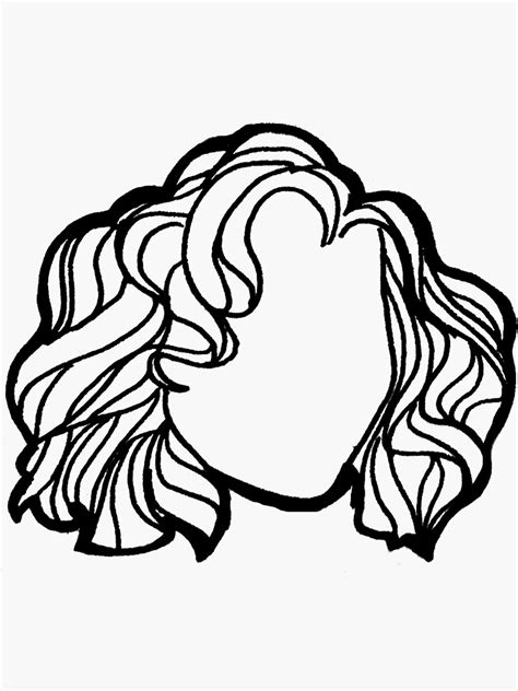 "Short bob curly wavy hair outline" Sticker for Sale by TheWhitney0o ...