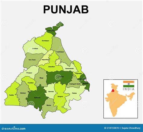 Punjab Map. Political and Administrative Map of Punjab with Districts ...