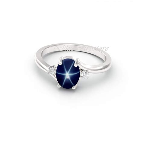 Blue Star Sapphire Ring Lindy Star Ring 925 Sterling Silver - Etsy