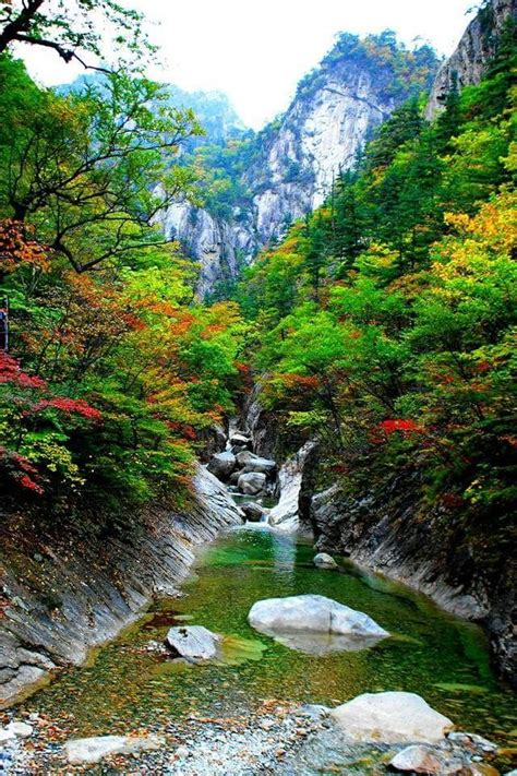 Autumn of Mt.Seorak, Korea. Captured by Lee Gang-mu. | Manzara, Şelaleler