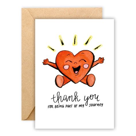 Thank You Heart Card Greeting Card Thank You Card Cute | Etsy