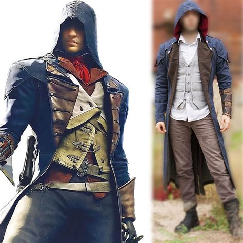 Assassin's Creed Unity Arno Dorian Denim Cloak Cosplay Costume with Hoodie | Pradux