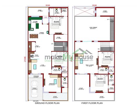 Buy 30x70 House Plan | 30 by 70 Elevation Design | Plot Area Naksha