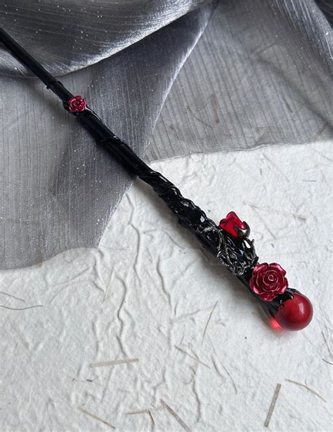 Fantasy Red Flower Wand Magic Wand.handmade Wand.witch Wand.cosplay Magic Wand Halloween Child ...