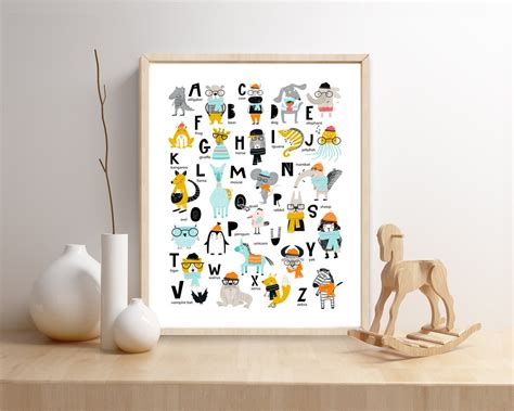 Kids Alphabet Wall Art Alphabet Poster Suits and Kids - Etsy