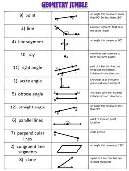 Geometry Jumble (A Cut & Paste Activity with Basic Geometry Terms)