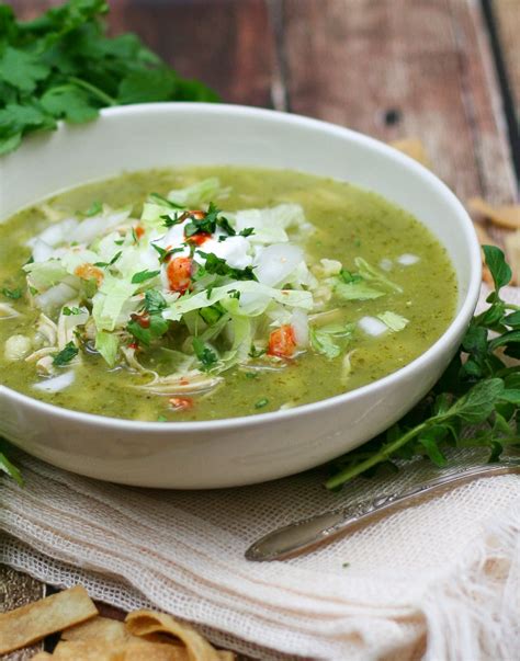 Green Posole with Shredded Chicken - Happily From Scratch