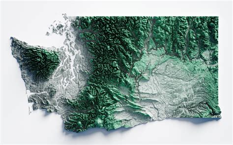 I created a 3D map of Washington State using topographic data and Blender : pics