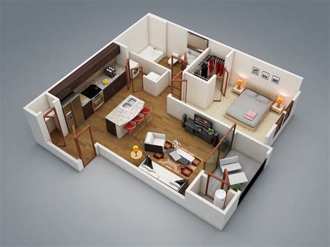 Plan 1 bedroom | One bedroom house, One bedroom house plans, 1 bedroom ...