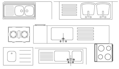 Kitchen CAD Blocks Top View drawing DWG File - Cadbull