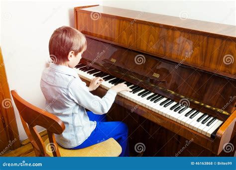 Cute Funny Llittle Child Playing Piano Stock Photo - Image of arts ...