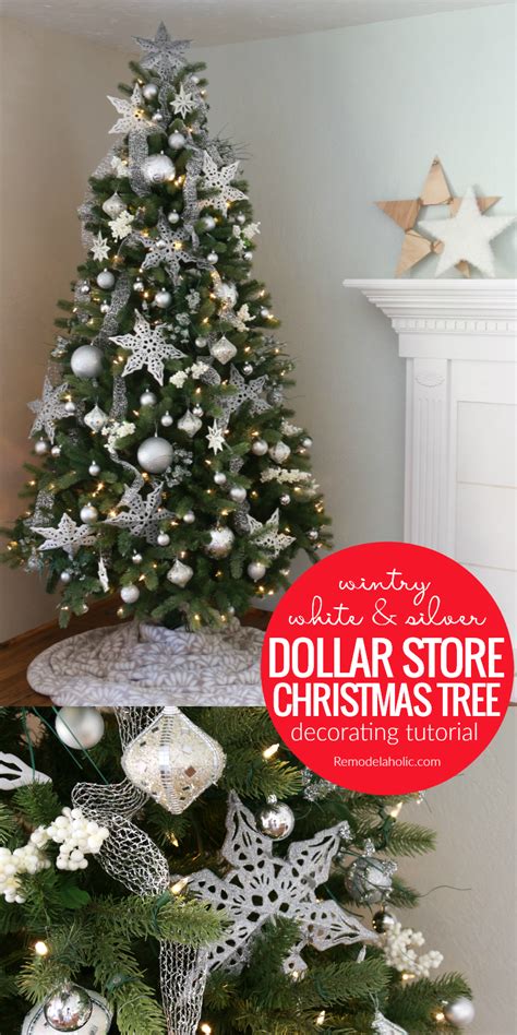 Dollar Store White and Silver Christmas Tree | Remodelaholic