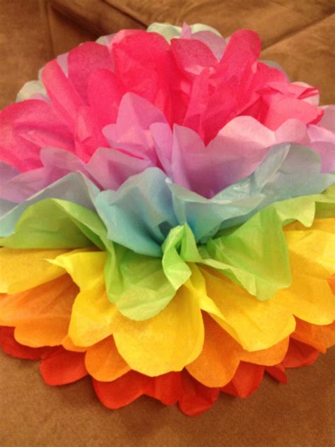 Giant Rainbow Tissue Paper Flower | DIY Craft