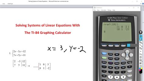 Solving Systems of Linear Equations With The TI-84 Graphing Calculator ...