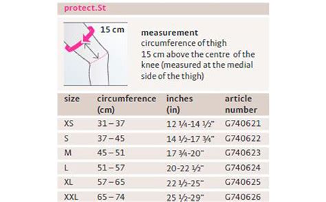 protect st Knee Brace Sizing Chart