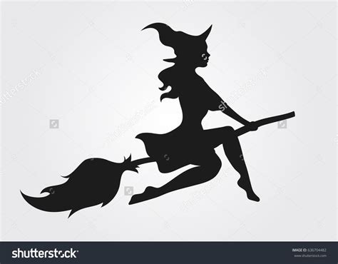 Black silhouette of a beautiful glamour witch flying on a broomstick Halloween Fonts, Halloween ...