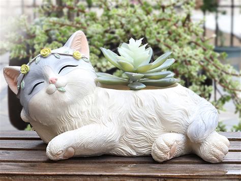 Cool cat planter for succulents plants garden cute cats | Etsy