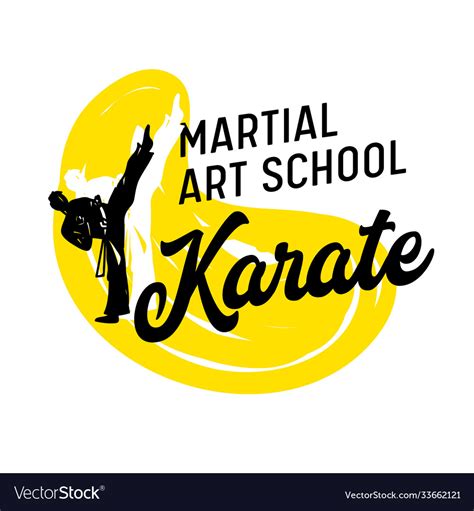 Karate martial arts school banner or label fighter