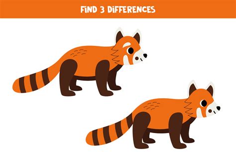 Find 3 differences between two cute cartoon red pandas. 33305388 Vector Art at Vecteezy