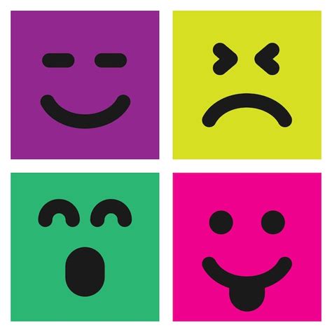 Premium Vector | Set of four colorful emoticons with emoji faces
