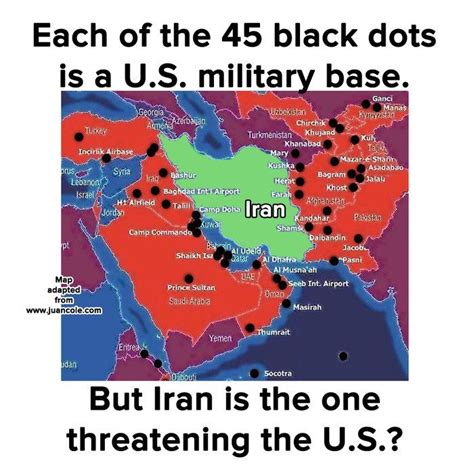 Map of US Military Bases Surrounding Iran. Who is threatening who? : maps