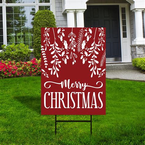 Merry Christmas Yard Sign, Christmas Trees Xmas Winter Decoration Holiday Christmas Yard Sign ...