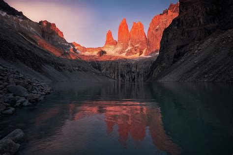 Torres Del Paine Glowing Before Sunrise Photograph by Celia Zhen