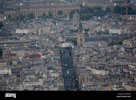 Aerial view of Paris from the 56th floor of the Tour Montparnasse, 6th ...