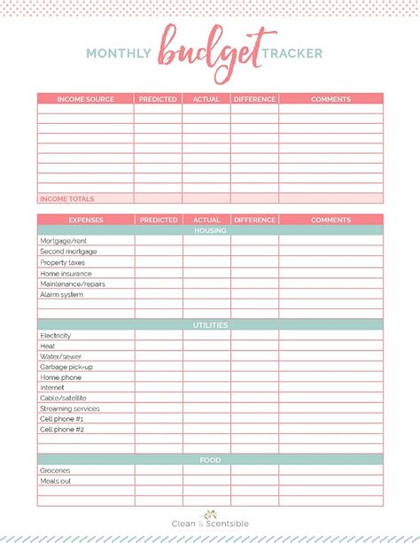 Budget Tracker Printable