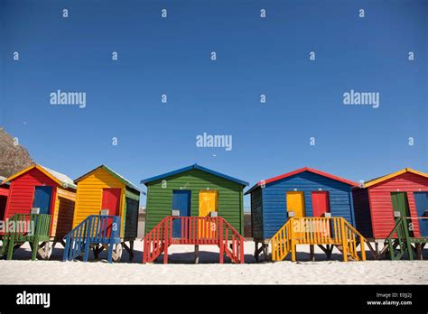 Colorful bathing huts in Muizenberg, Cape Town, Western Cape, South ...