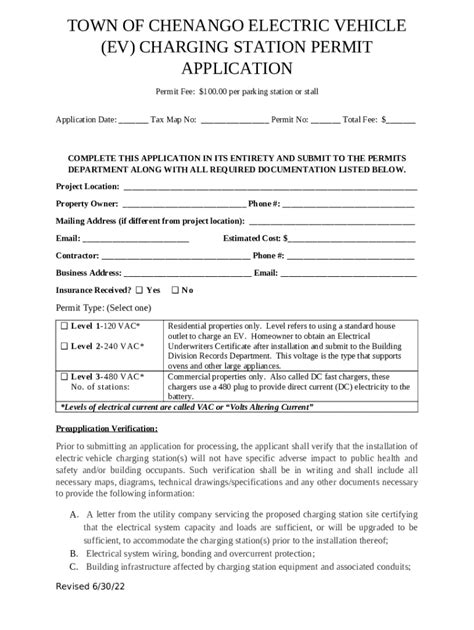 Electric Vehicle (EV) Charging Station Permit Application Doc Template ...