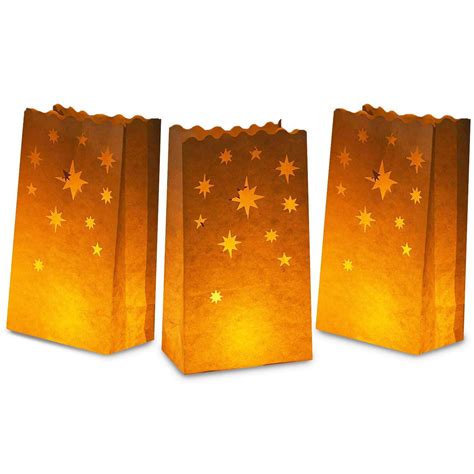 White Paper Luminary Bags - 24-Pack Candle Lantern Bags, Fire-Retardant ...