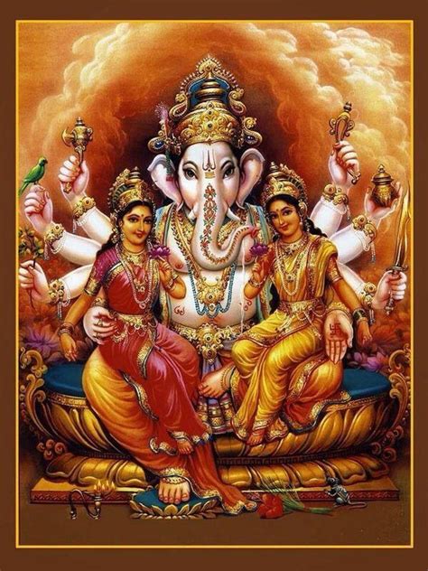 Ganesh and his wives | Elephant god, Ganesh photo, Shiva art